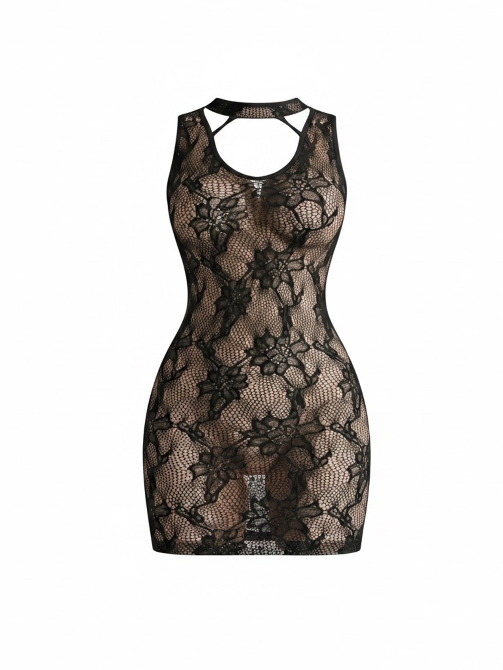 Semi Sheer Babydoll Mesh Lingerie Sexy Black Bodysuit